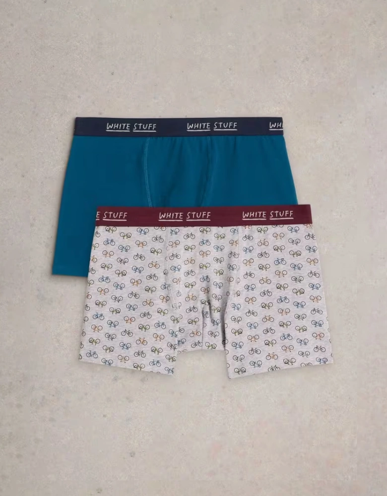 Men's 2 Pack Boxers - Plain & Print Teal Multi