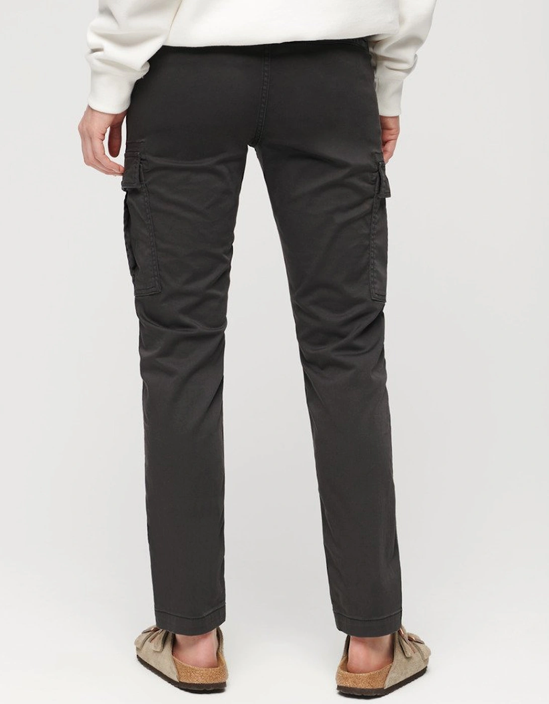 Women's Mid Rise Slim Cargo Pants Black