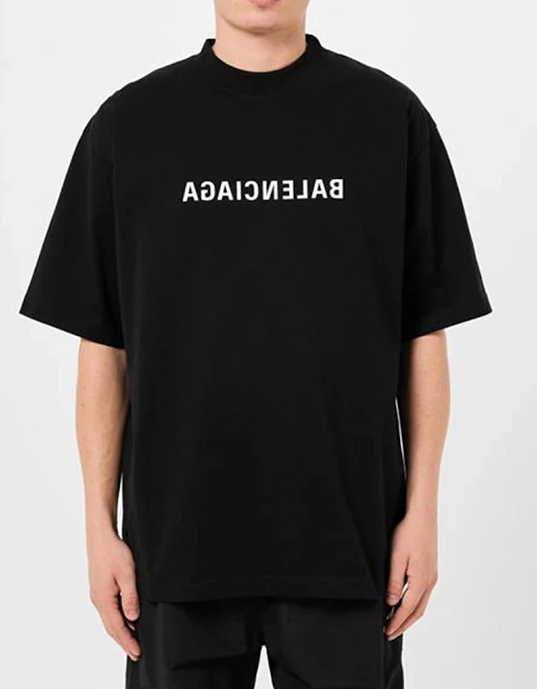 Balenciaga Reversed Logo Print T-Shirt in Black