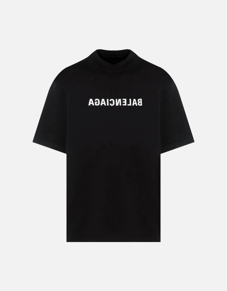 Balenciaga Reversed Logo Print T-Shirt in Black