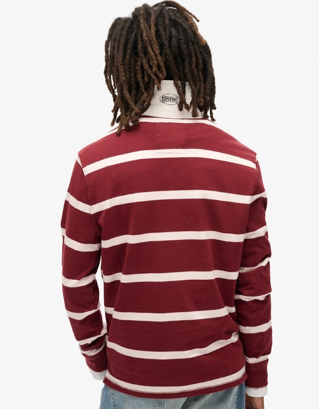 Men's Vintage Athletic Rugby Shirt Rich Burgundy/Cream Stripe