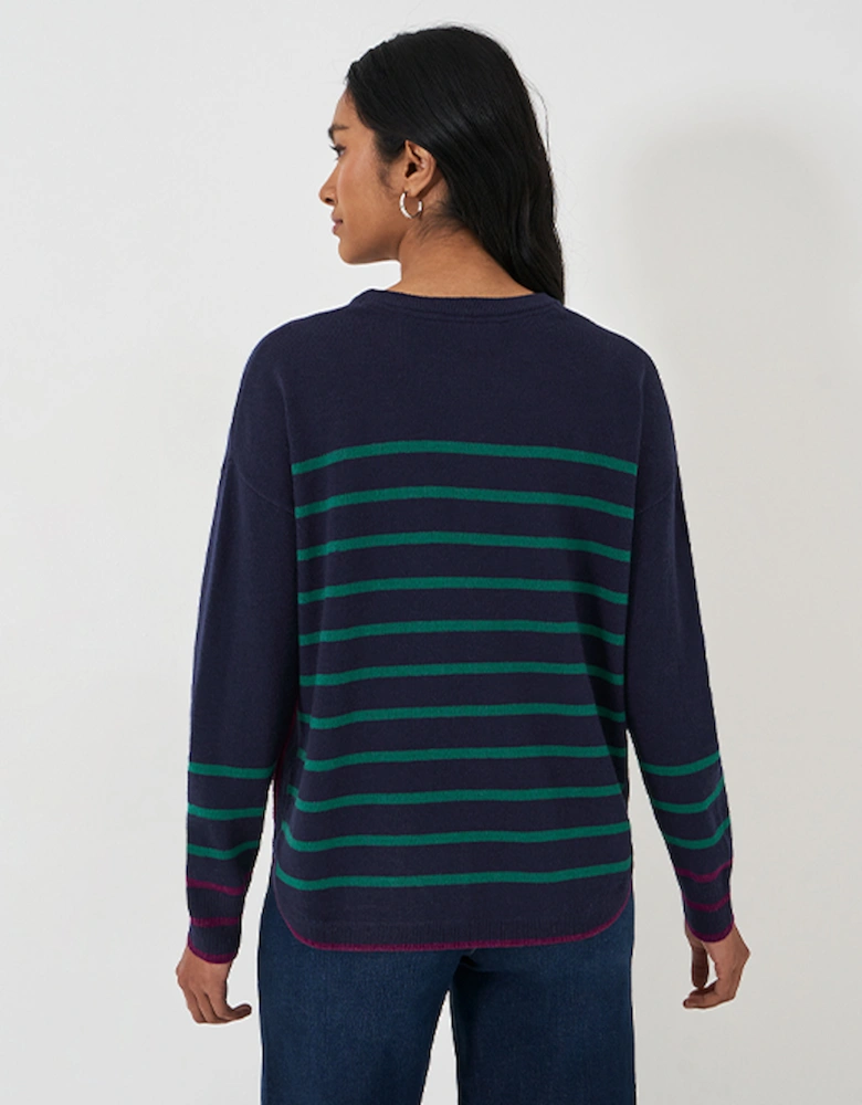 Women's Harmony Merino Wool Blend Rosie Stripe Jumper Navy Green