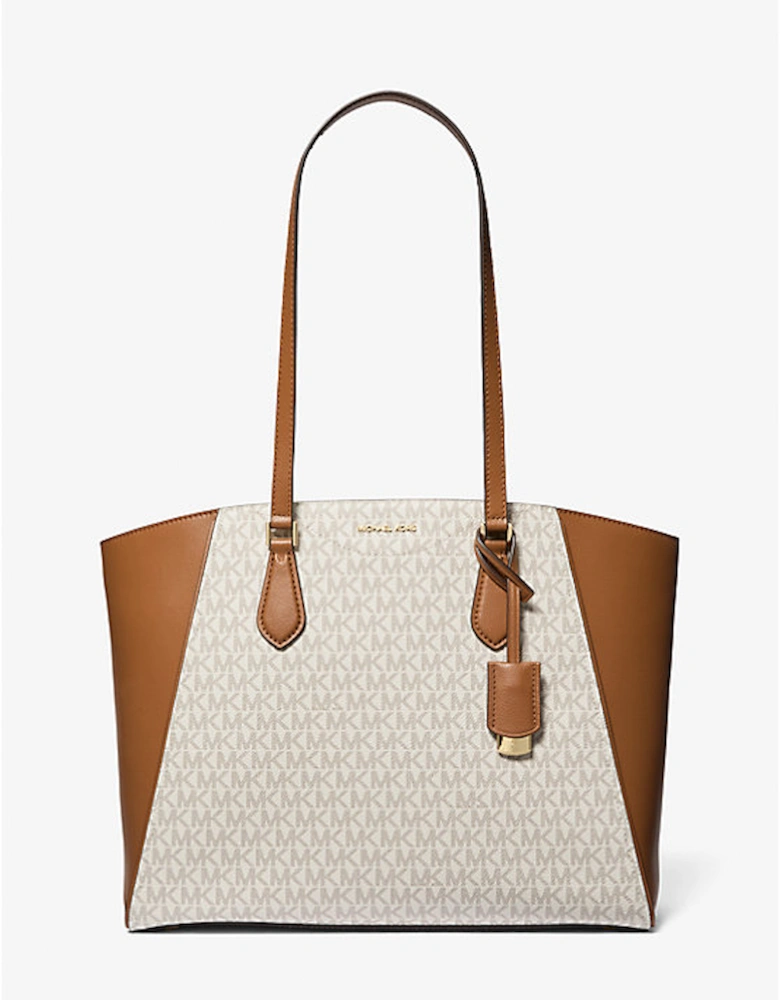 Taryn Large Signature Logo and Leather Tote Bag