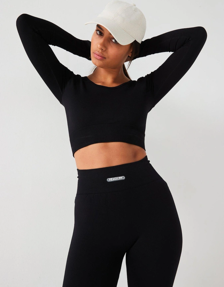 Womens Amber Seamless Long Sleeve Top - Black