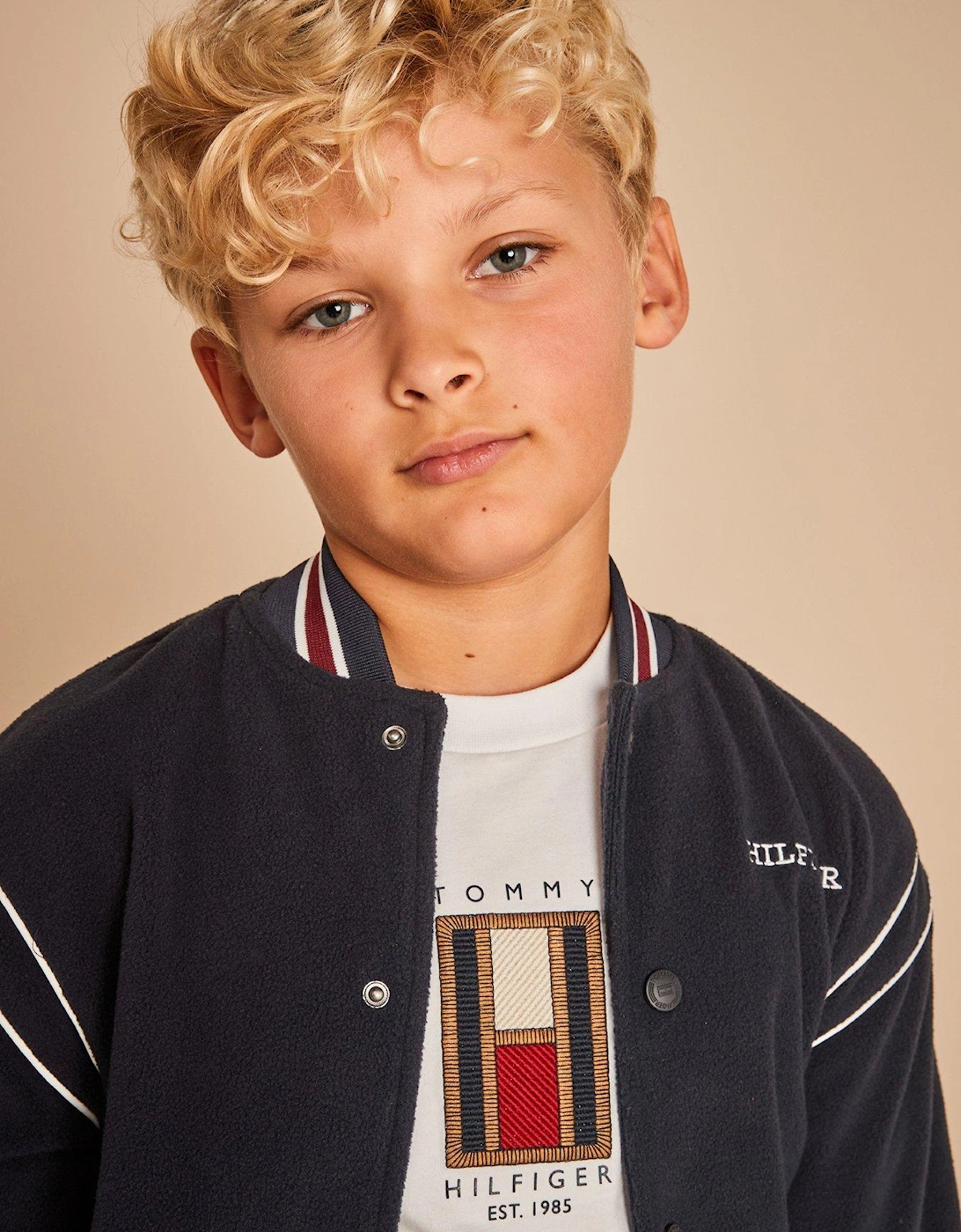 Boys Flag Embroidered Long Sleeve T-shirt - White