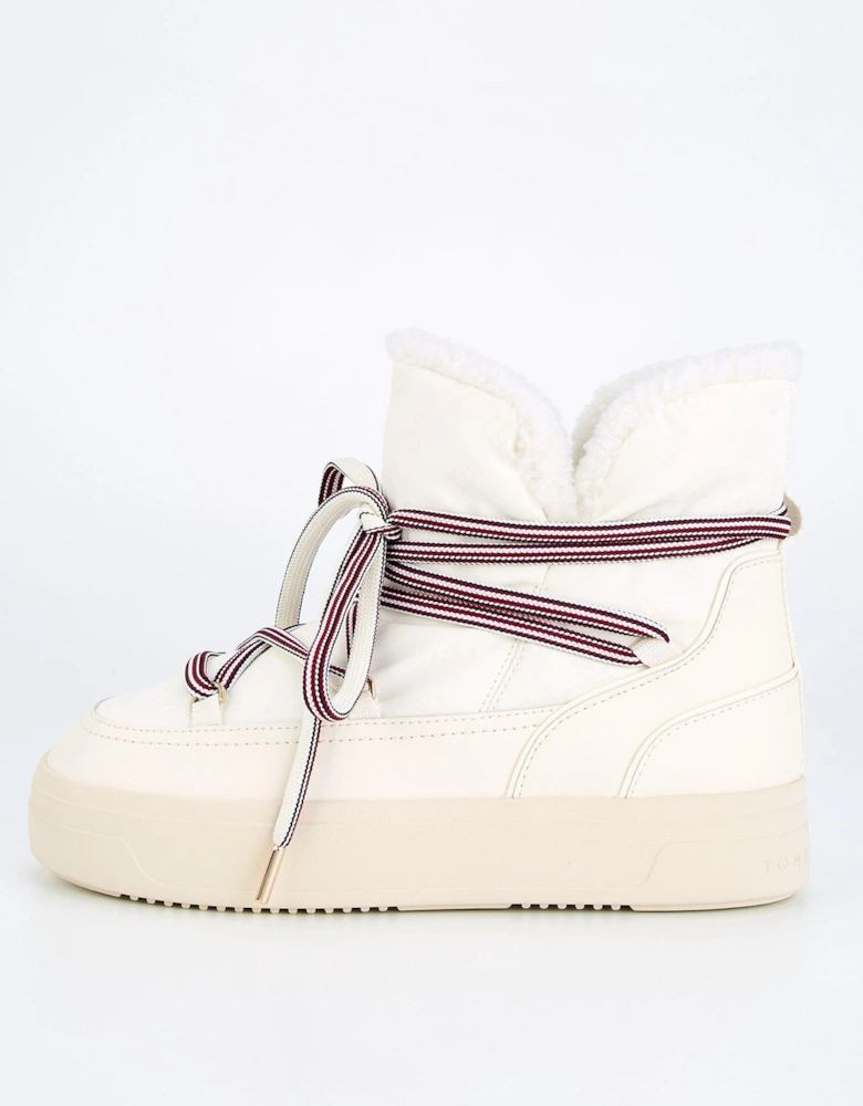 Monogram Faux Fur Snowboot - White