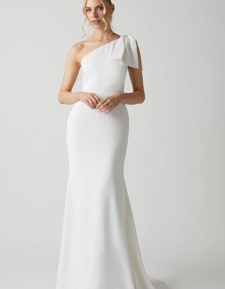 Bow One Shoulder Puddle Maxi Dress