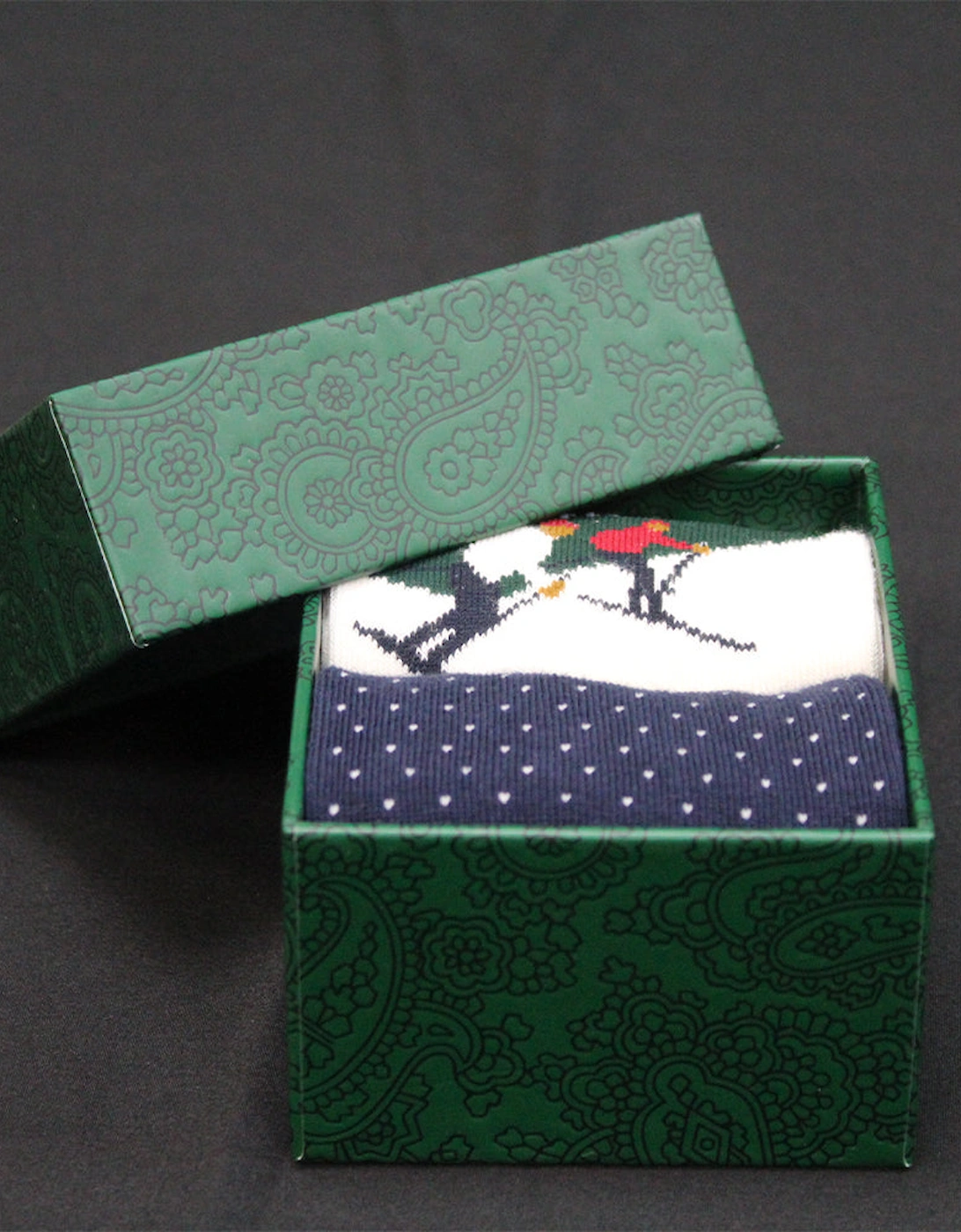 2-Pack Skiers Artwork Socks Gift Set, Evening Blue