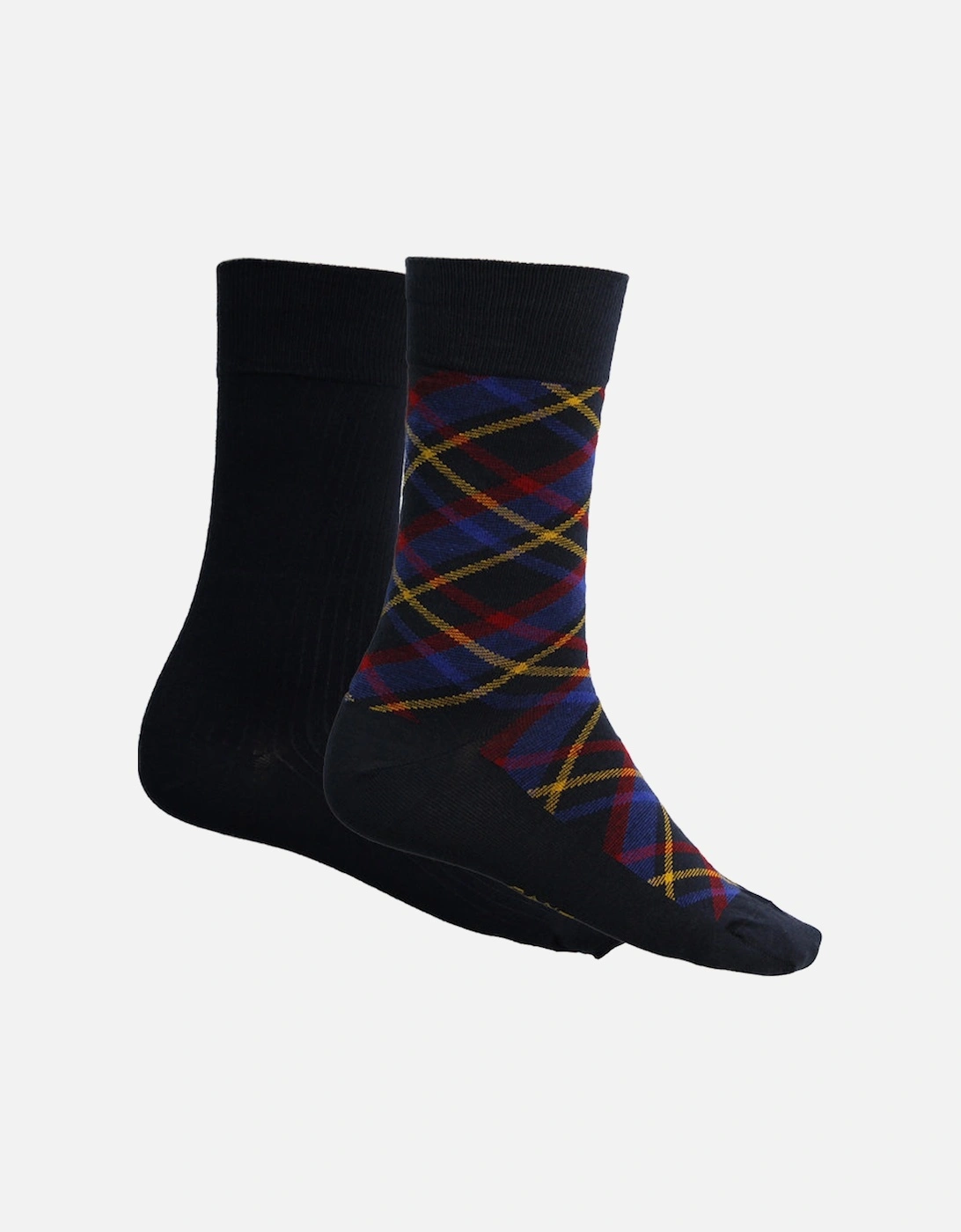 2-Pack Check & Rib Socks Gift Set, Evening Blue, 6 of 5