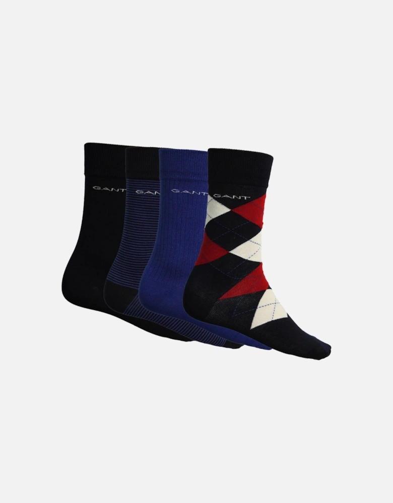 4-Pack Argyle, Stripe & Solid Socks Gift Set, Marine