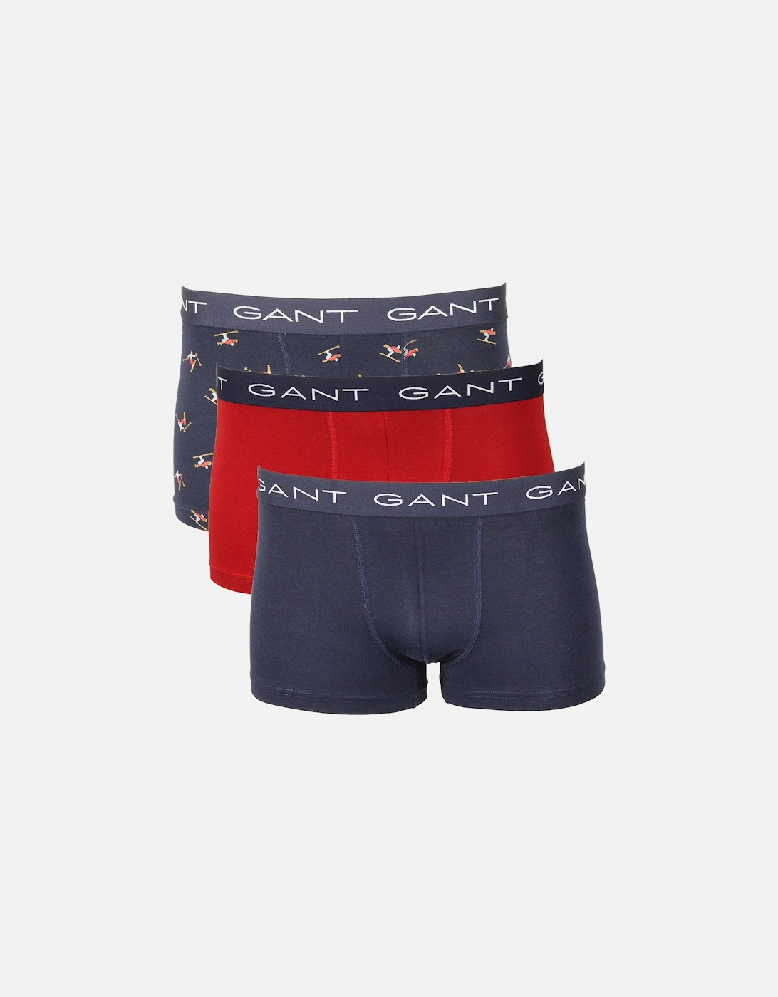 Gant Men's Navy 3-Pack Skier Print Boxer Trunks Gift Set, Evening Blue - : 32/34/35 Large