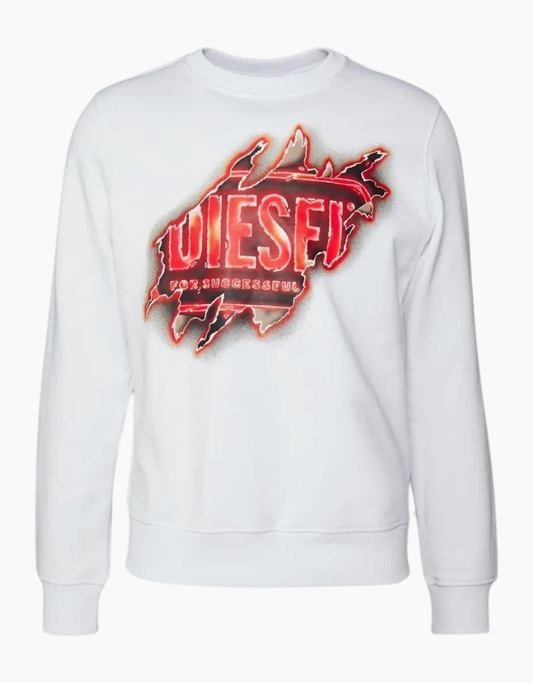Men's Diesel Peel Effect Logo White Sweatshirt - Size: 40