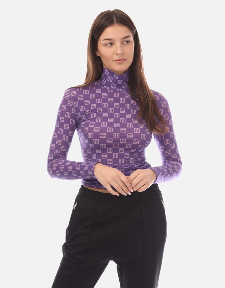 Monogram Fitted Turtleneck Top