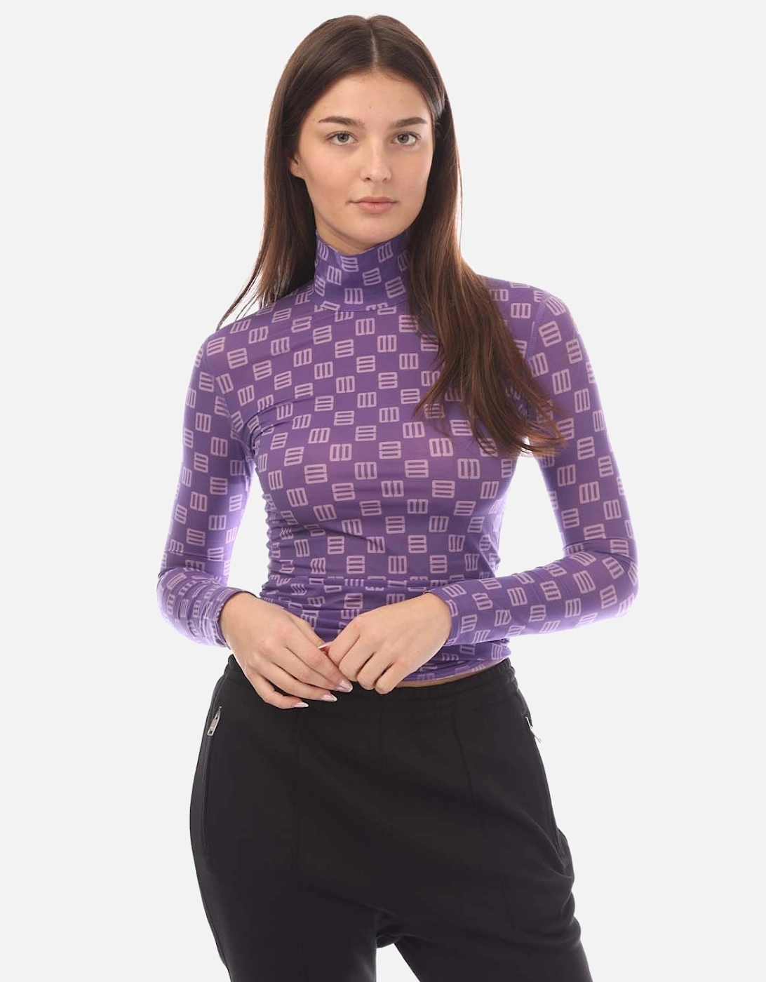 Monogram Fitted Turtleneck Top