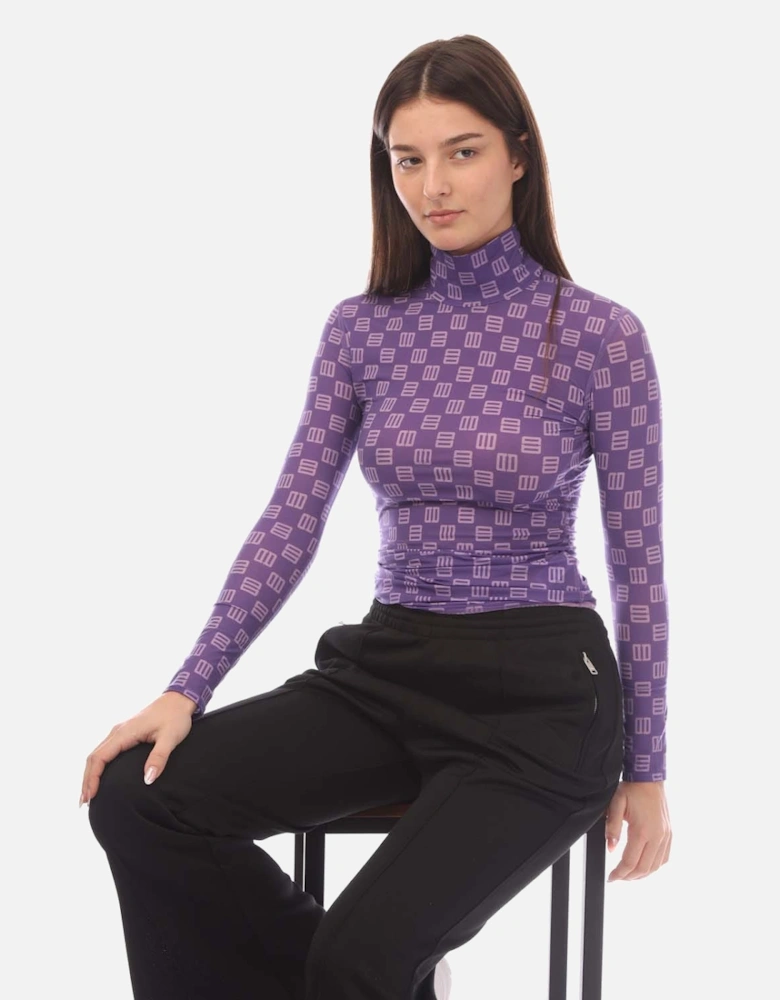 Monogram Fitted Turtleneck Top