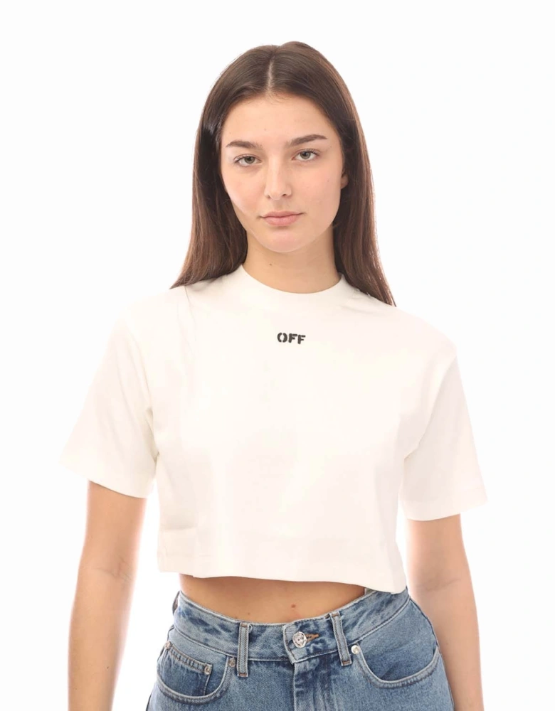 Stamp Ribbed Cropped T-Shirt