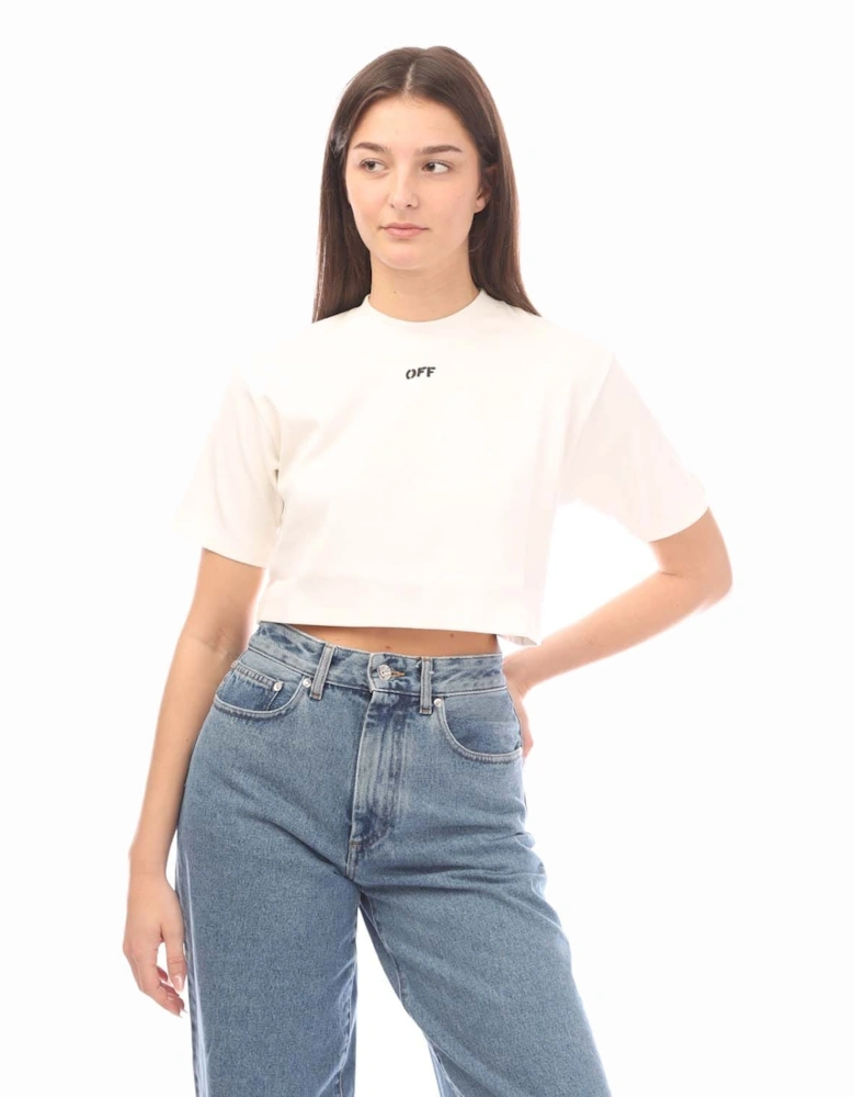 Stamp Ribbed Cropped T-Shirt