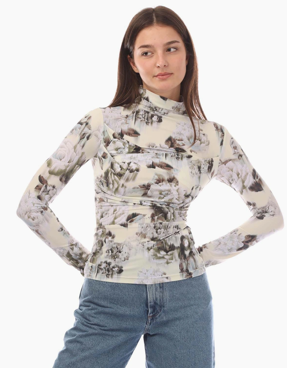 OFF-WHITE Women's Chine Sec Skin Twist Long Sleeve Top - Grey - Size: 8