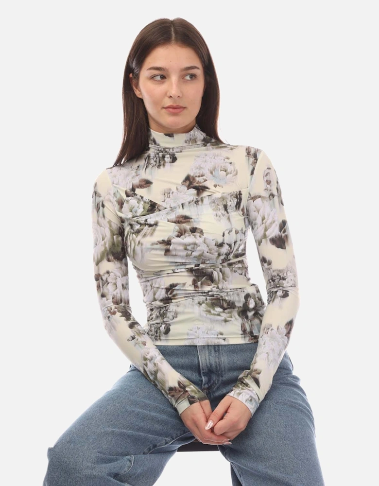 Chine Sec Skin Twist Long Sleeve Top