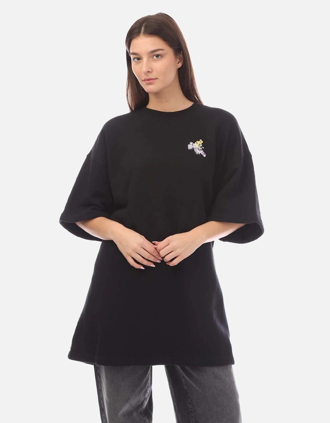 Flower Arrow Snap T-Shirt Dress