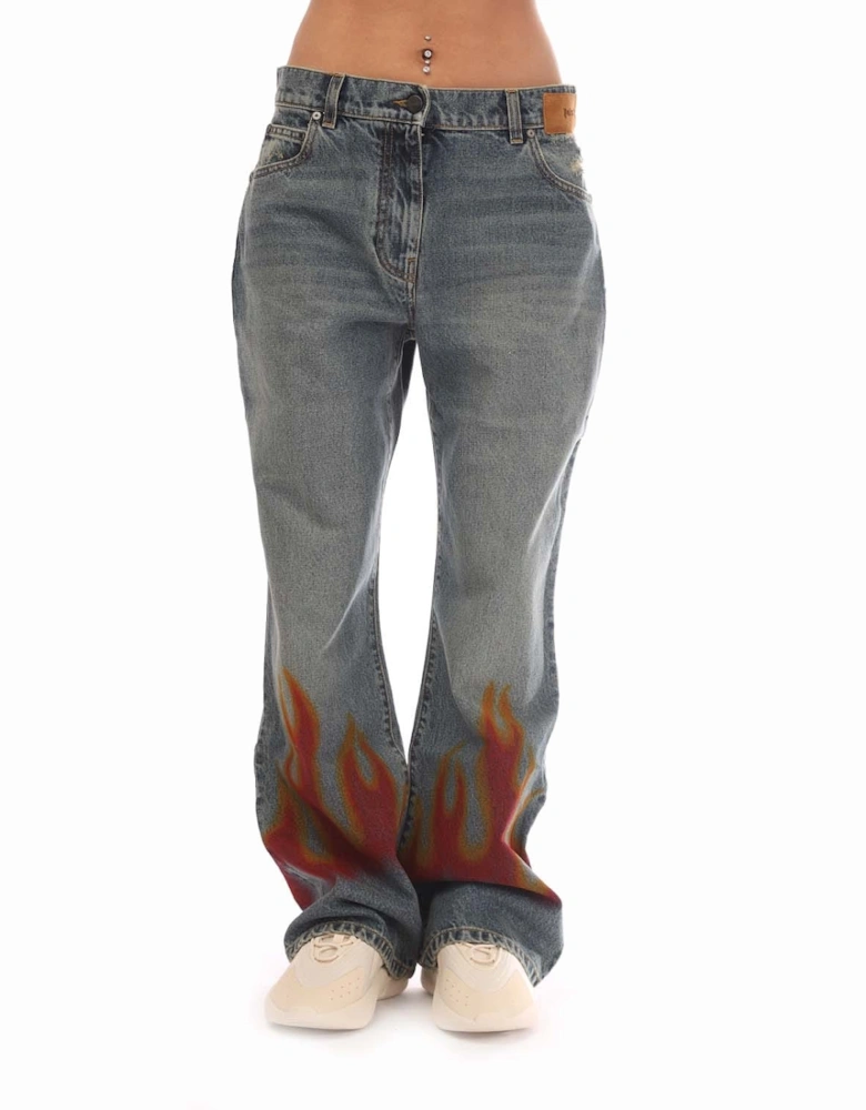 Burning Flared Denim Jeans