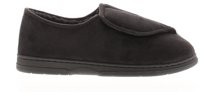 Mens Slippers Soft Plush Touch Fastening Brendon black UK Size