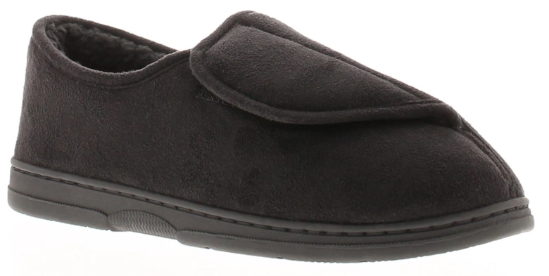 Mens Slippers Soft Plush Touch Fastening Brendon black UK Size