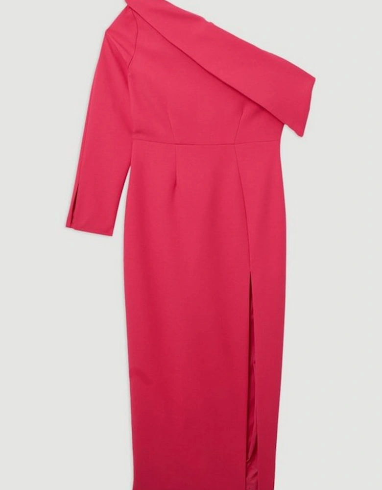 Compact Stretch Open Neck Tailored Midi Dress