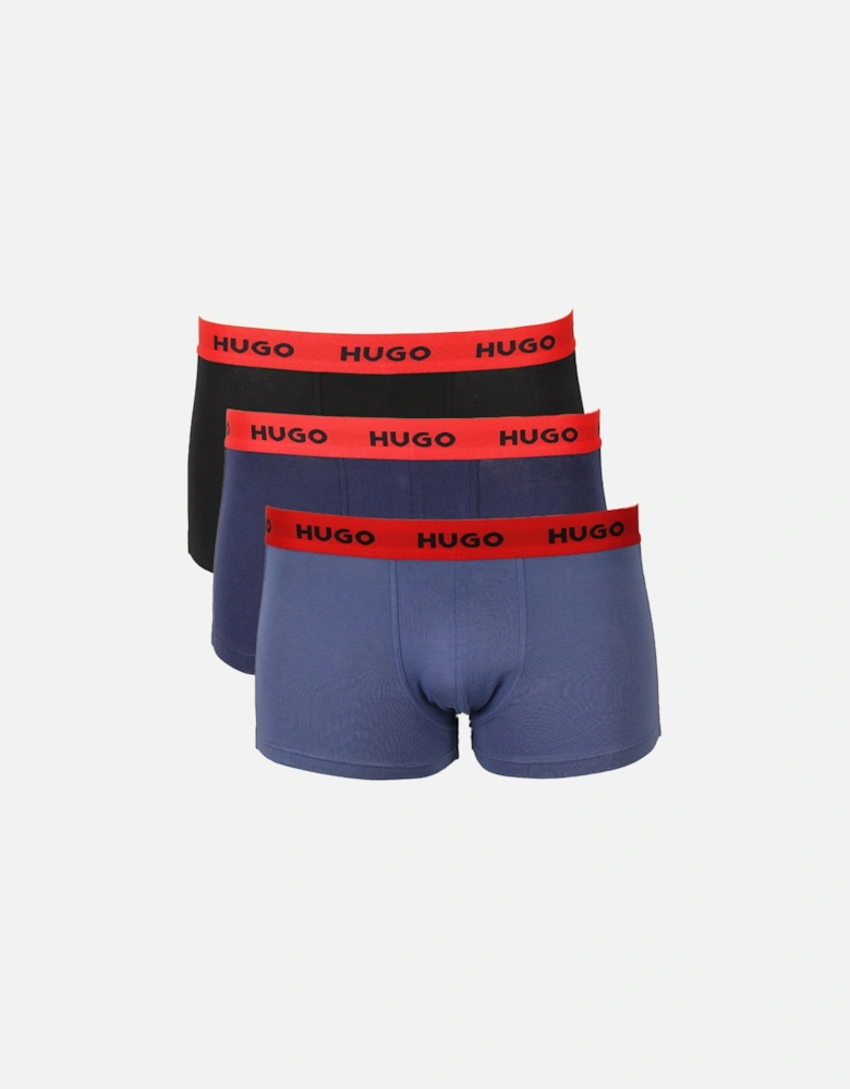 3-Pack Boxer Trunks, Black/Blue