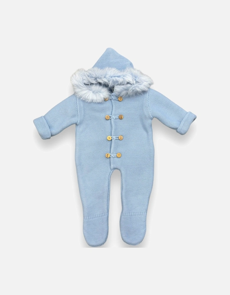 Azul Blue Fur Knit Pramsuit