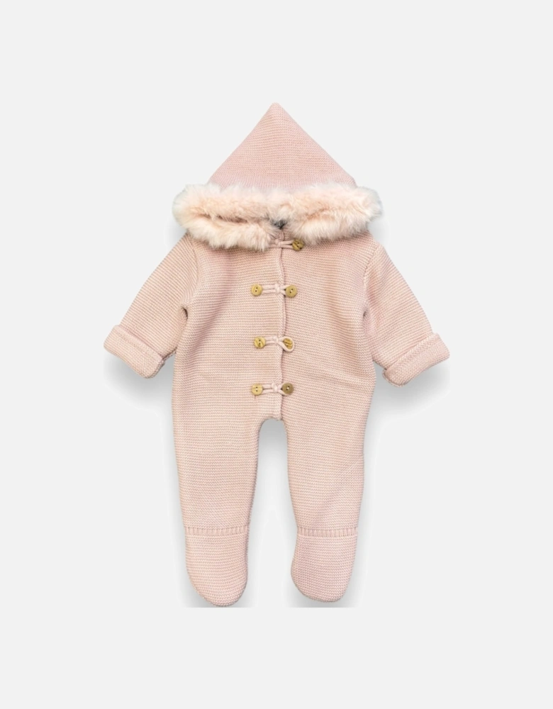 Dusty Pink Fur Knit Pramsuit