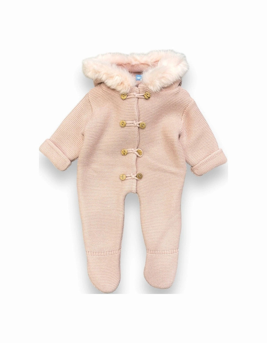 Dusty Pink Fur Knit Pramsuit, 4 of 3