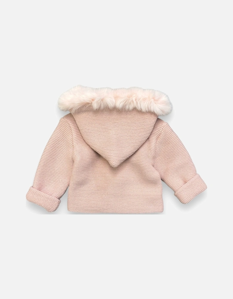 Dusty Pink Fur Knit Cardigan