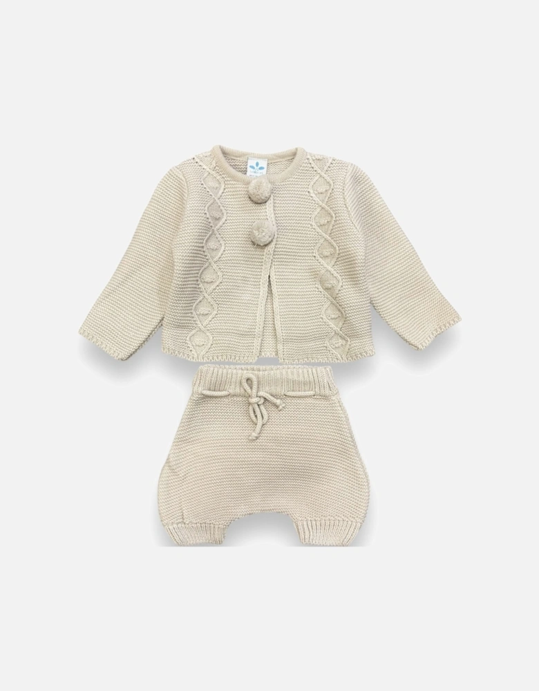 Beige Knit Short Set