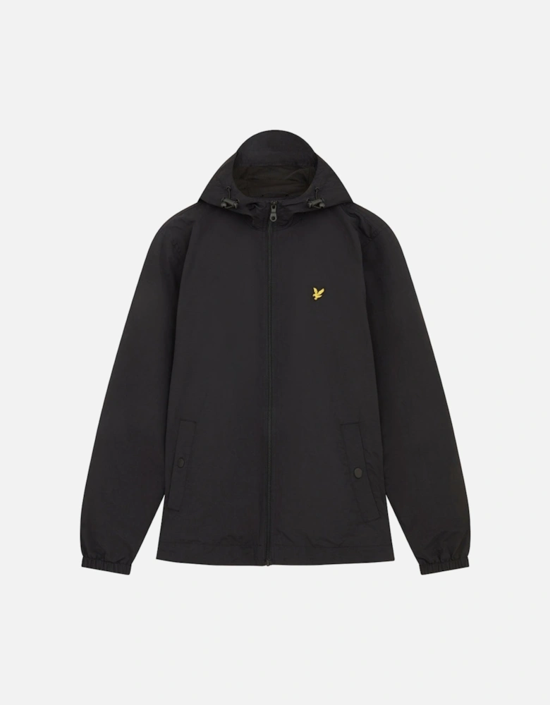 Lyle & Scott Branded Jet Black Hooded Short Lightweight Jacket