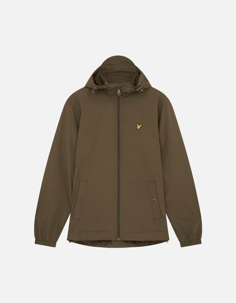 Lyle & Scott Branded Olive Hooded Short Lightweight Jacket