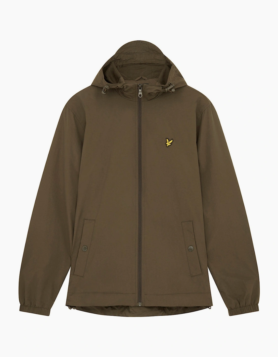 Men's Lyle & Scott Branded Olive Hooded Short Lightweight Jacket - Tan - Size: 40/Regular