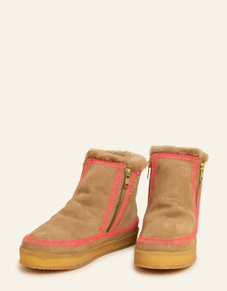 Setsu Crochet Crepe Boot - Saffron & Pink
