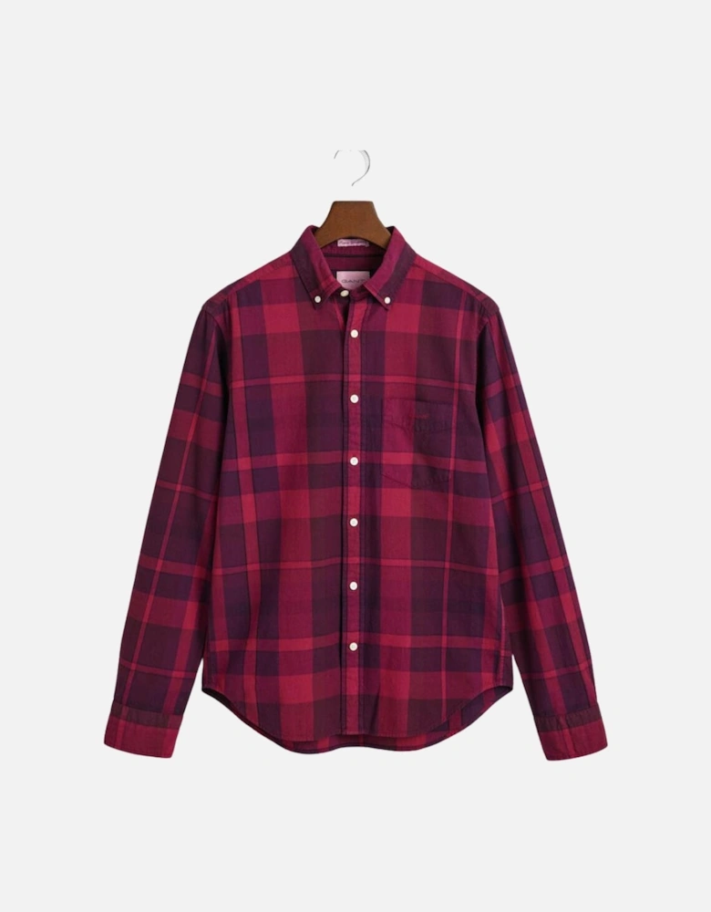 Reg Garment Dyed Check Shirt - Rich Wine