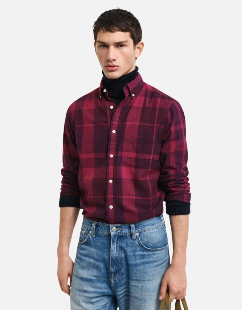 Reg Garment Dyed Check Shirt - Rich Wine