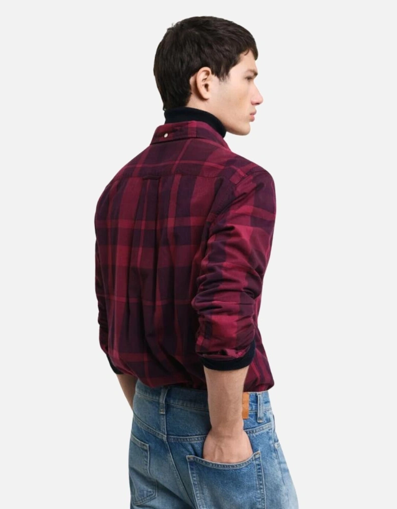 Reg Garment Dyed Check Shirt - Rich Wine