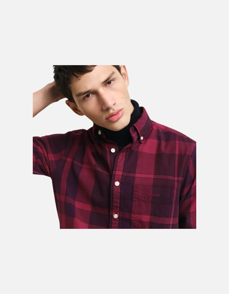 Reg Garment Dyed Check Shirt - Rich Wine