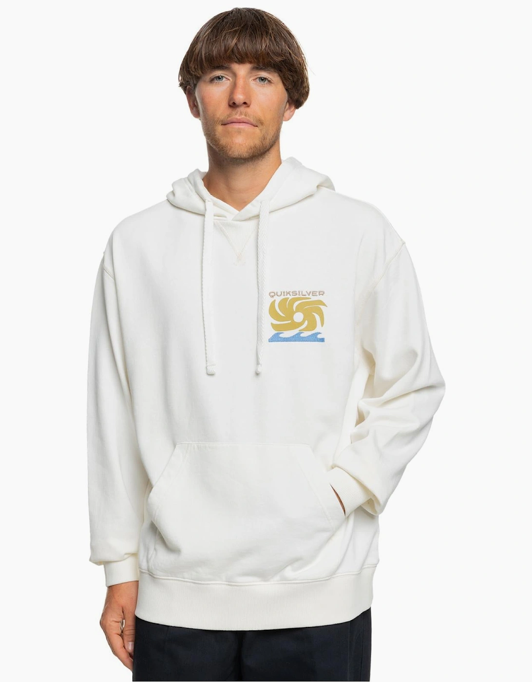 Quiksilver Men's Quiksilver Mens Garment Dye Pullover Hoodie - White