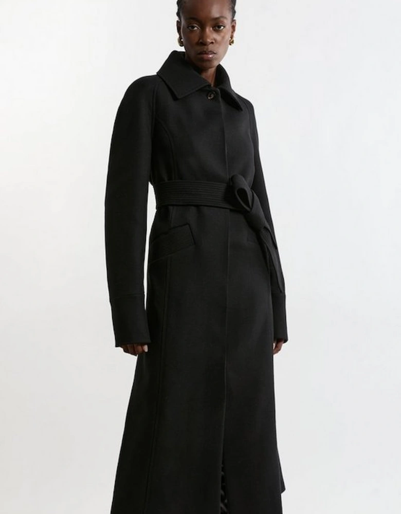 Premium Italian Manteco Wool Belted Tailored Duster Trench Maxi Coat