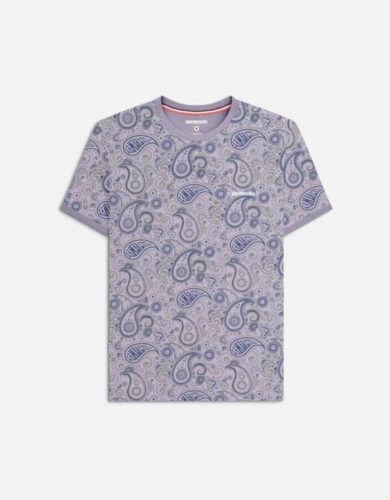 Mens Paisley Crew Neck Cotton T-Shirt