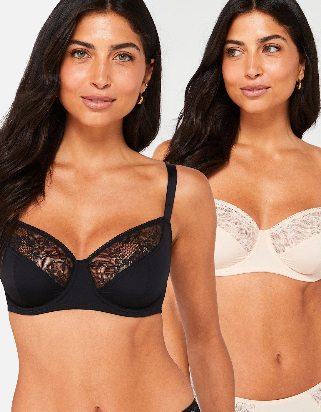 Alma-2Pack Non Padded Wired Bra - Black/Beige, 7 of 6