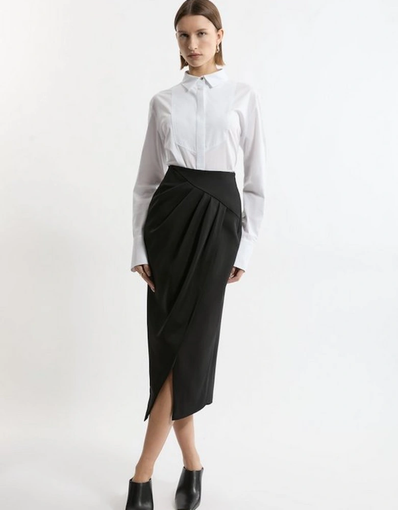 Tailored Pleat Thigh High Split Midaxi Skirt