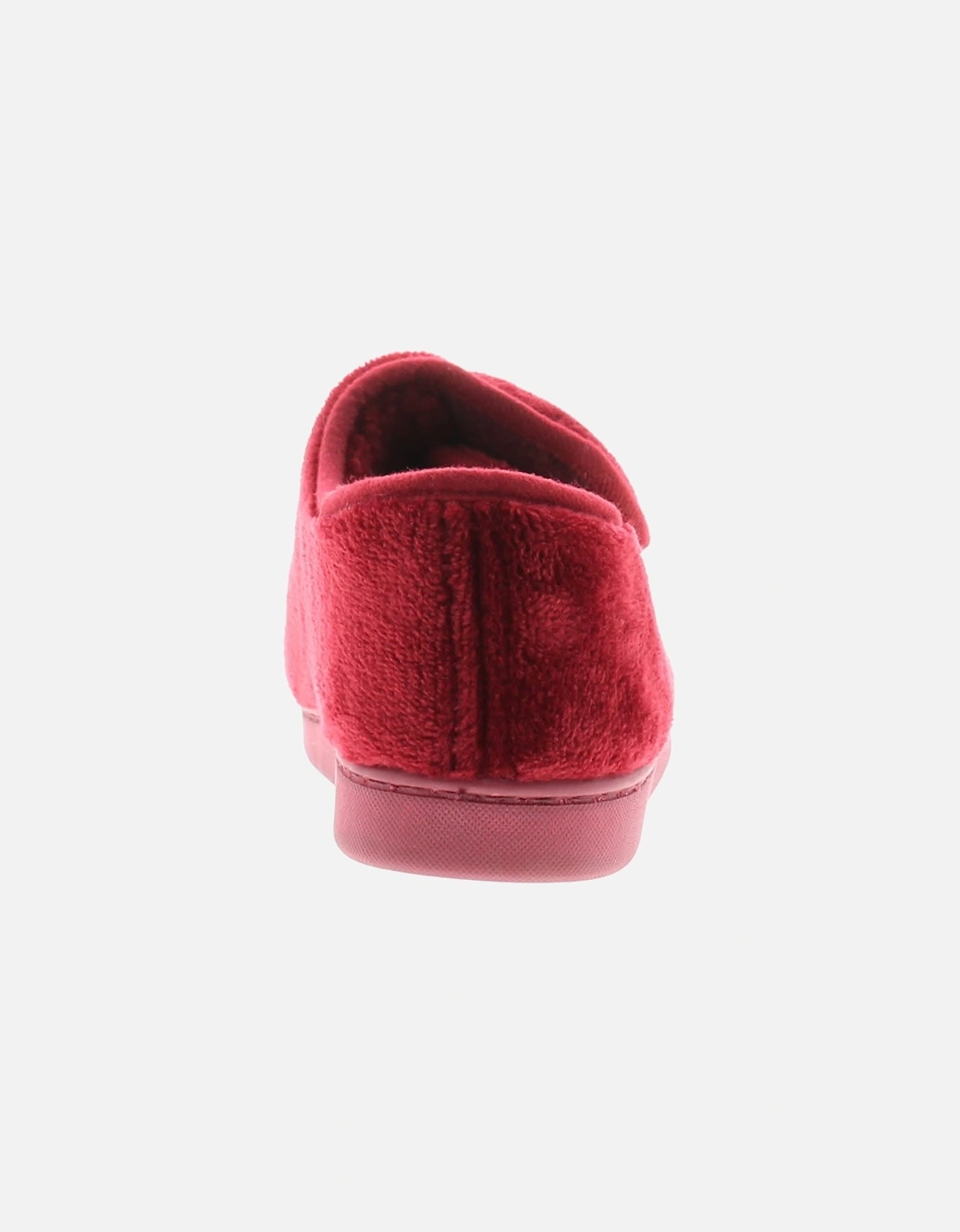 Womens Slippers Soft Plush Touch Fastening Breda red UK Size