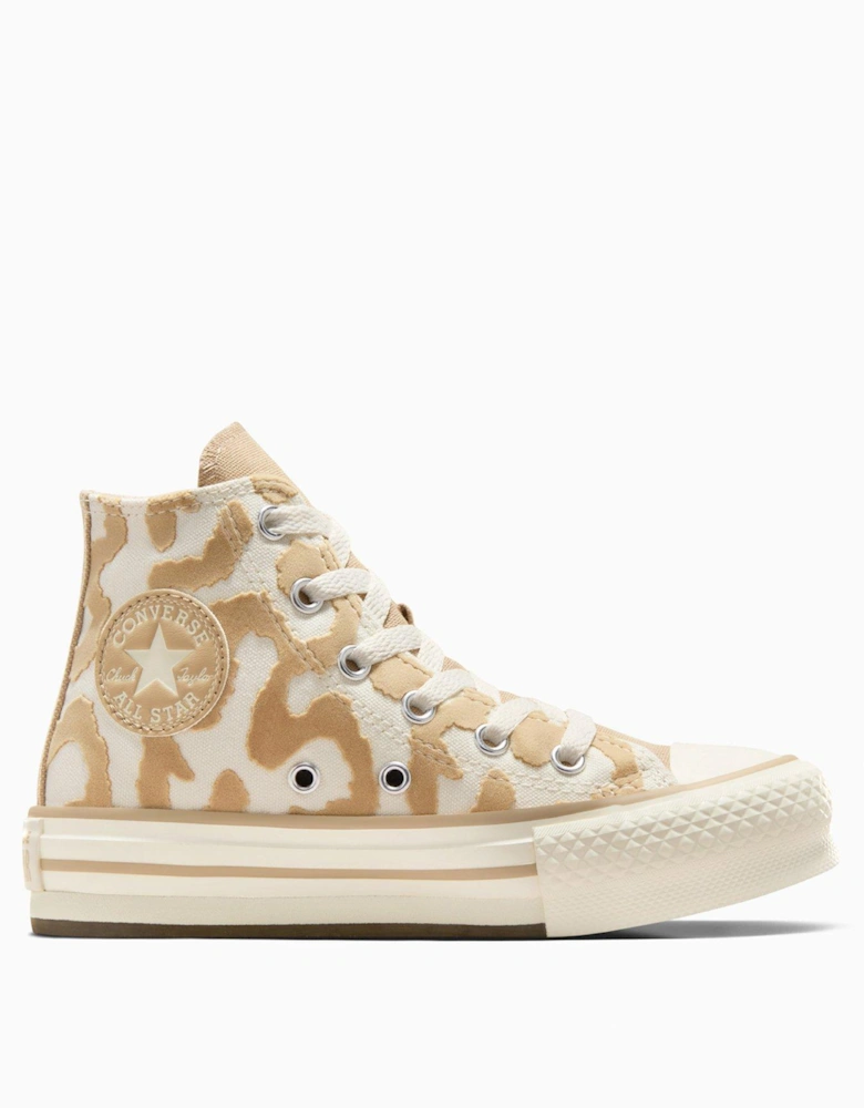 Kids Lavish Leopard Chuck Taylor All Star Trainers - Beige/White