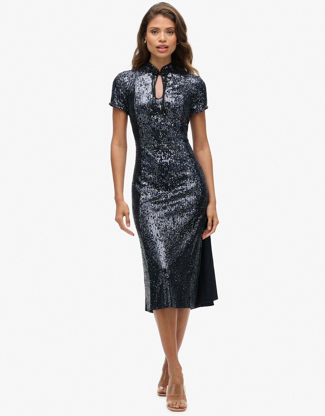 Deco Sequin Midi Dress - Silver, 2 of 1